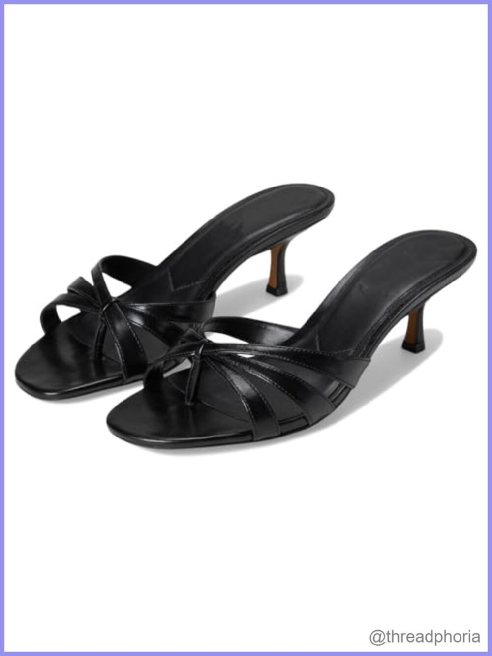 Kitten Heel Sandals Womens Strappy Mule Slide Open Toe PU Comfort 2.75 Inch